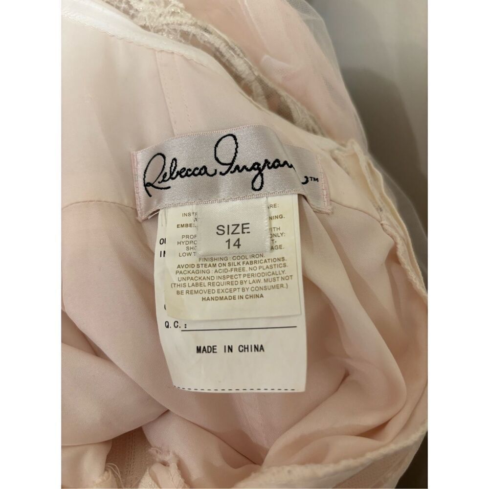 Rebecca Ingram Women's Amanda Lace Tulle Wedding Dress Ivory Blush Pink Size 14 - Picture 8 of 11